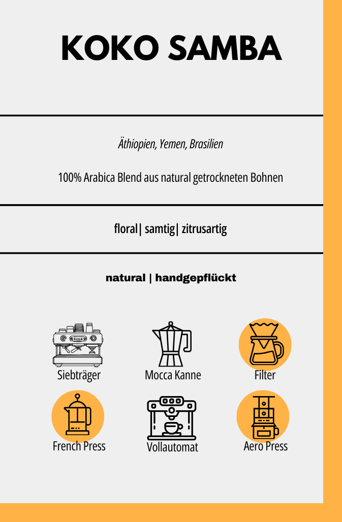 KOKO SAMBA – 100 % Arabica Filterkaffee Natural Blend