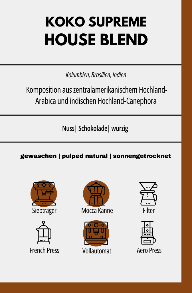 KOKO SUPREME Houseblend – Kräftiger Espresso-Blend mit dunkler Röstung